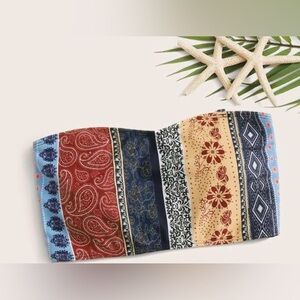 SHEIN Multicolor Boho Strapless Bikini Top - Blue Red Yellow Navy